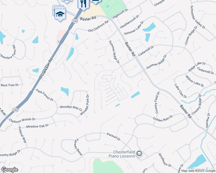 map of restaurants, bars, coffee shops, grocery stores, and more near 15803 Thomas Ridge Court in Chesterfield