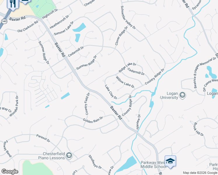 map of restaurants, bars, coffee shops, grocery stores, and more near 1970 Lake Clay Drive in Chesterfield