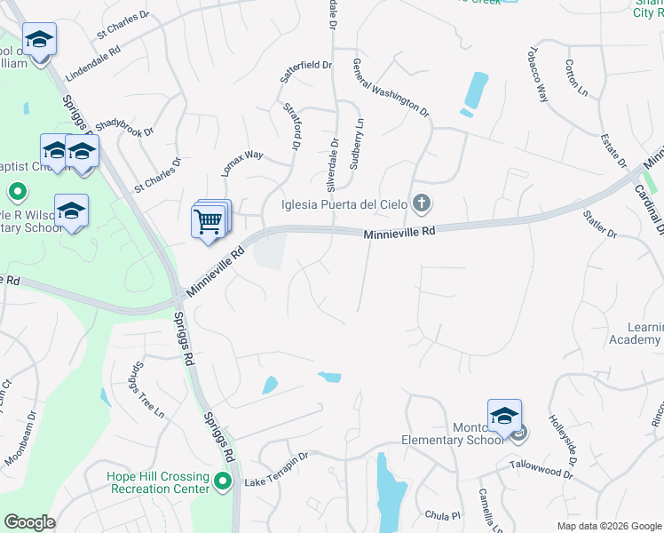 map of restaurants, bars, coffee shops, grocery stores, and more near 5308 Macomb Court in Woodbridge