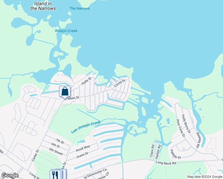 map of restaurants, bars, coffee shops, grocery stores, and more near 104 Main Street in Millsboro