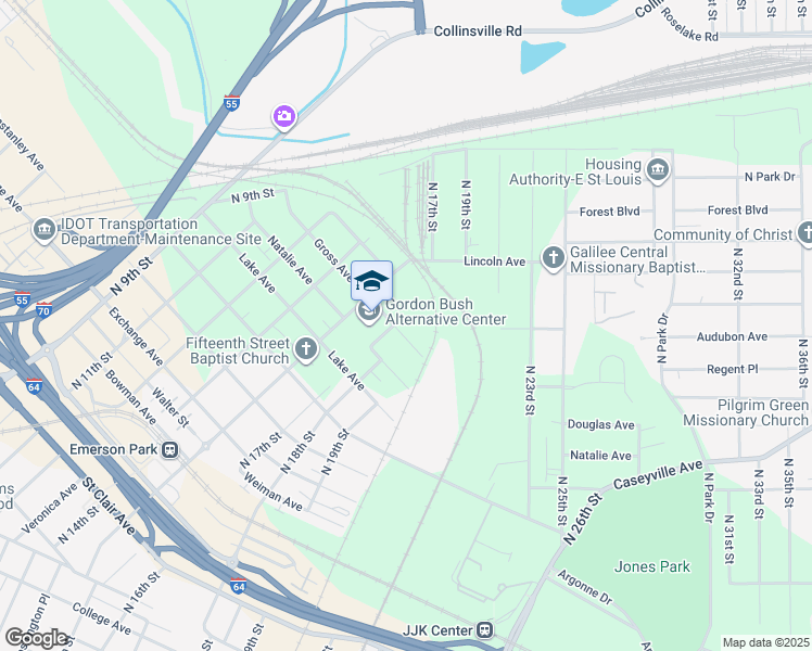 map of restaurants, bars, coffee shops, grocery stores, and more near 1711 Gross Avenue in East St. Louis
