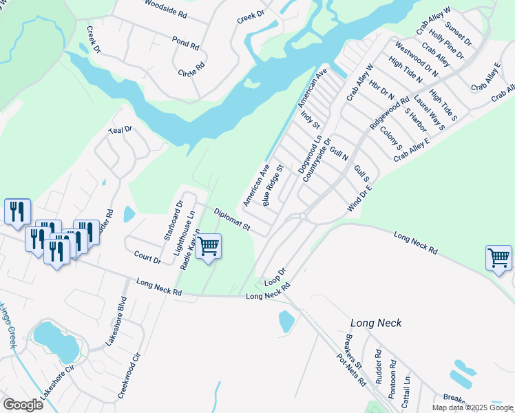 map of restaurants, bars, coffee shops, grocery stores, and more near 25900 Atlas Street in Millsboro