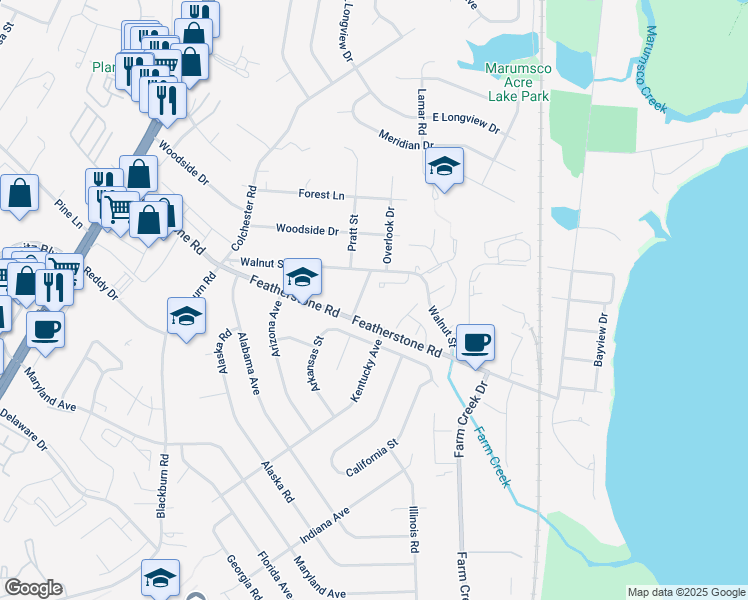 map of restaurants, bars, coffee shops, grocery stores, and more near 14776 Candlewood Court in Woodbridge