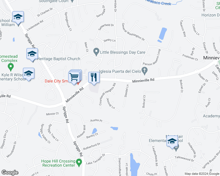 map of restaurants, bars, coffee shops, grocery stores, and more near 14782 Courtlandt Heights Road in Woodbridge