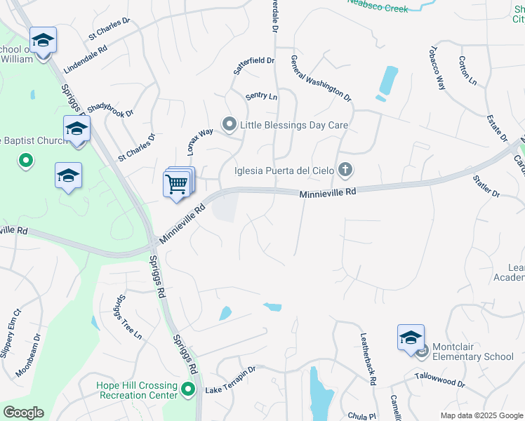 map of restaurants, bars, coffee shops, grocery stores, and more near 14782 Courtlandt Heights Road in Woodbridge
