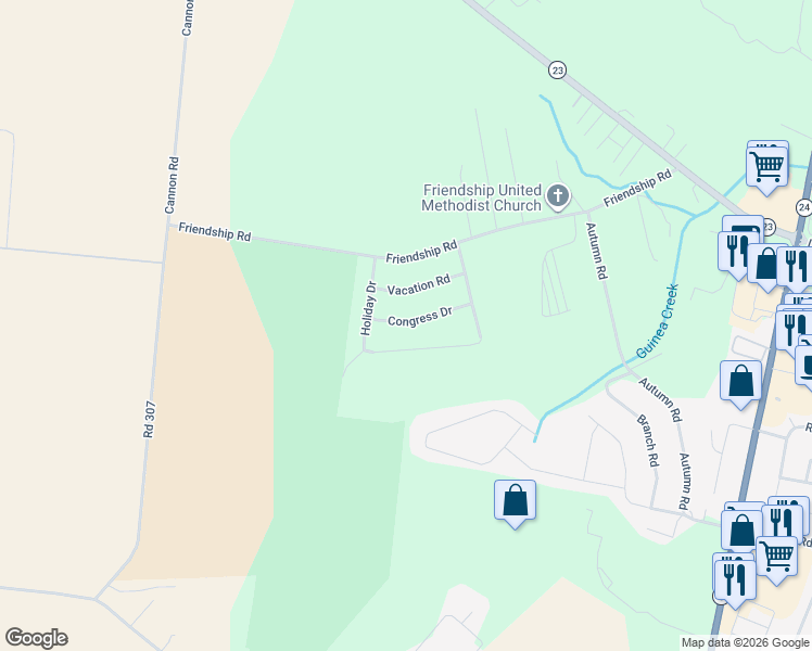 map of restaurants, bars, coffee shops, grocery stores, and more near 30996 Congress Drive in Millsboro