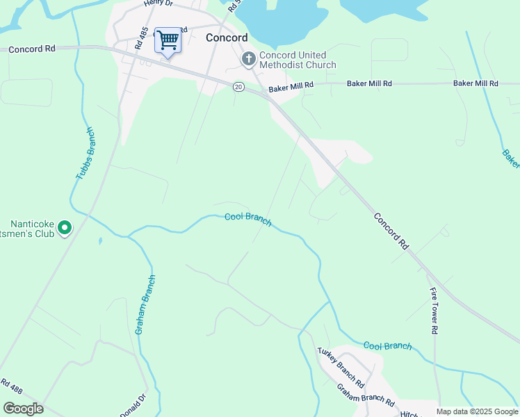 map of restaurants, bars, coffee shops, grocery stores, and more near 25768 Bunny Lane in Seaford