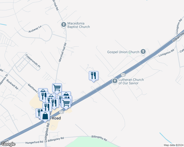 map of restaurants, bars, coffee shops, grocery stores, and more near 2890 Camp Hedges Place in Bryans Road