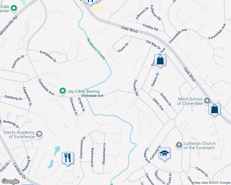 map of restaurants, bars, coffee shops, grocery stores, and more near 14729 Darbydale Avenue in Woodbridge