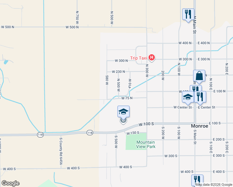 map of restaurants, bars, coffee shops, grocery stores, and more near 81 North 500 West in Monroe