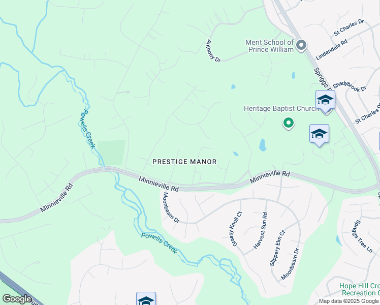 map of restaurants, bars, coffee shops, grocery stores, and more near 14862 Prestige Drive in Woodbridge