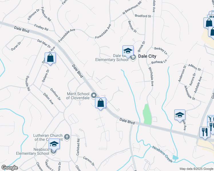 map of restaurants, bars, coffee shops, grocery stores, and more near 14656 Cloverdale Road in Woodbridge