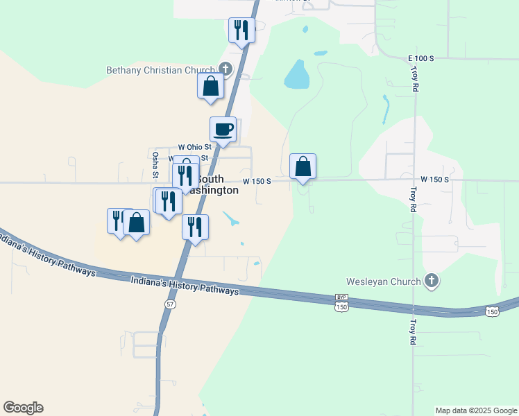 map of restaurants, bars, coffee shops, grocery stores, and more near 569 West 150 South in Washington