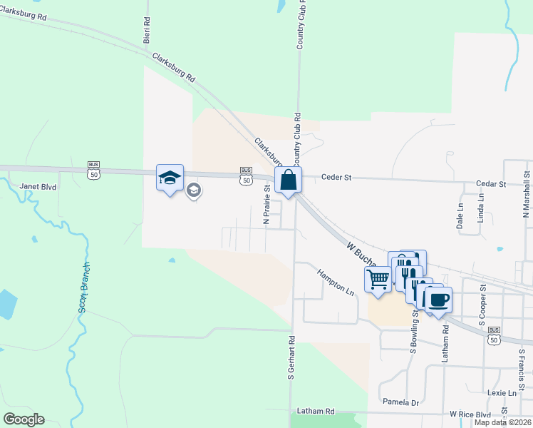 map of restaurants, bars, coffee shops, grocery stores, and more near Jennifer Street in California