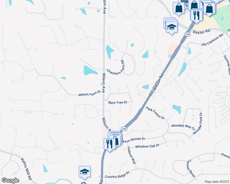 map of restaurants, bars, coffee shops, grocery stores, and more near 16267 Windfall Ridge Drive in Chesterfield
