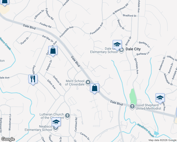 map of restaurants, bars, coffee shops, grocery stores, and more near 14679 Cloverdale Road in Woodbridge