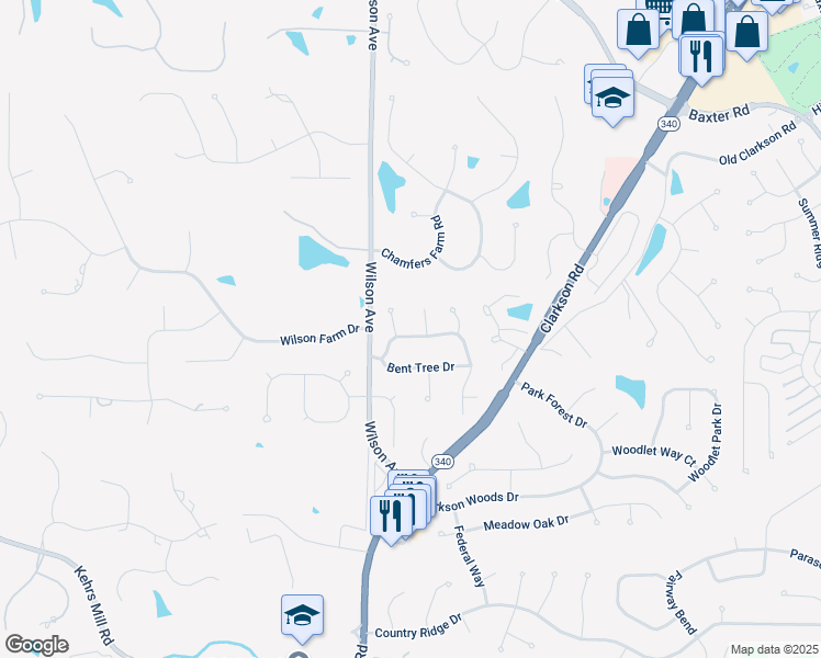 map of restaurants, bars, coffee shops, grocery stores, and more near 16267 Windfall Ridge Drive in Chesterfield