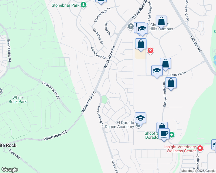 map of restaurants, bars, coffee shops, grocery stores, and more near 2082 Ranch Bluff Way in El Dorado Hills