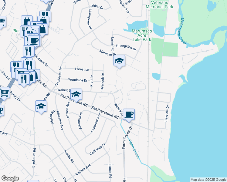map of restaurants, bars, coffee shops, grocery stores, and more near 14674 Pinon Court in Woodbridge