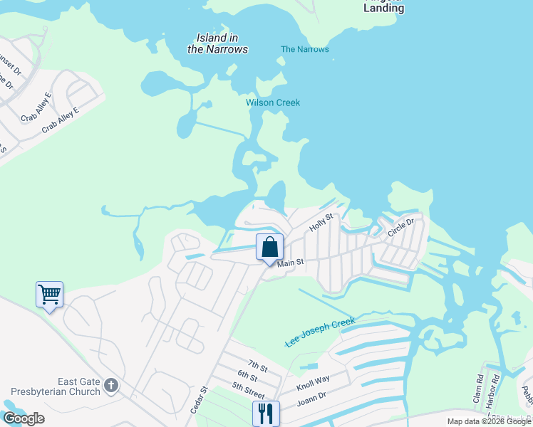 map of restaurants, bars, coffee shops, grocery stores, and more near 35384 Bayshore Lane in Millsboro