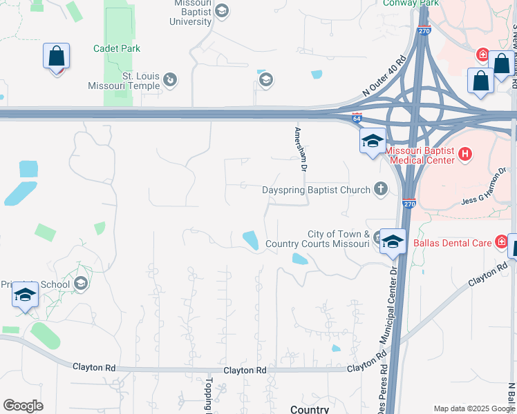 map of restaurants, bars, coffee shops, grocery stores, and more near 906 Durbin Drive in St. Louis