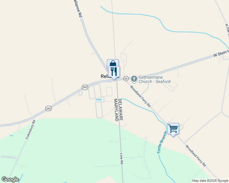 map of restaurants, bars, coffee shops, grocery stores, and more near 6364 Galestown-Reliance Road in Seaford