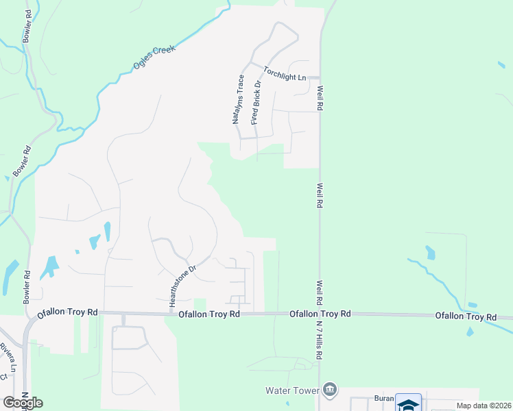 map of restaurants, bars, coffee shops, grocery stores, and more near 1050 Reno Lane in O'Fallon