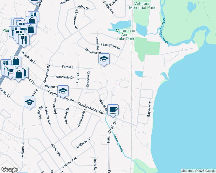 map of restaurants, bars, coffee shops, grocery stores, and more near 14671 Balsam Street in Woodbridge