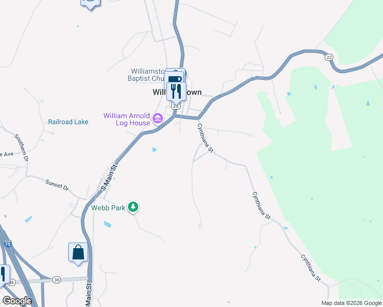 map of restaurants, bars, coffee shops, grocery stores, and more near 13 Roselawn Drive in Williamstown