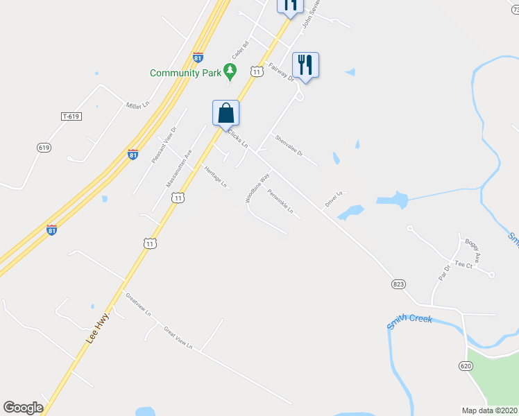 map of restaurants, bars, coffee shops, grocery stores, and more near 9862 Woodbine Way in New Market
