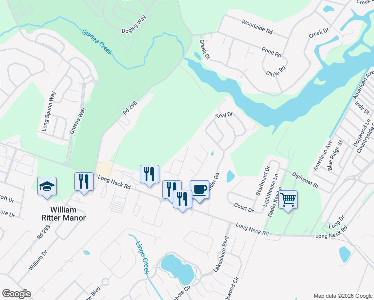 map of restaurants, bars, coffee shops, grocery stores, and more near 25812 Kings Lane in Millsboro