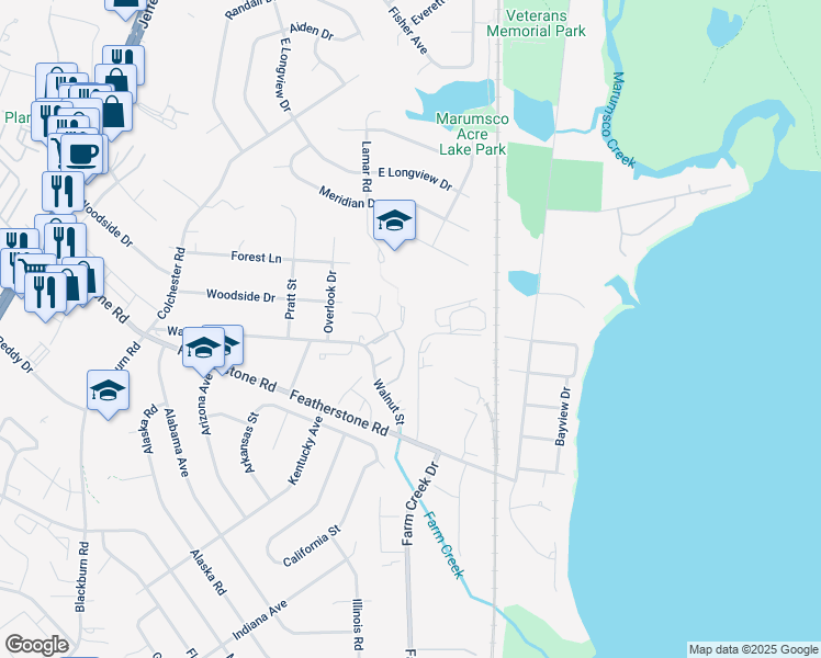 map of restaurants, bars, coffee shops, grocery stores, and more near 14665 Balsam Street in Woodbridge
