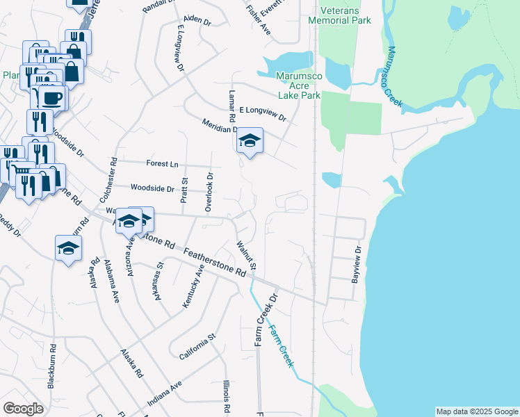 map of restaurants, bars, coffee shops, grocery stores, and more near 14665 Balsam Street in Woodbridge