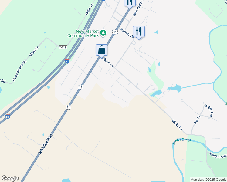 map of restaurants, bars, coffee shops, grocery stores, and more near 9862 Woodbine Way in New Market