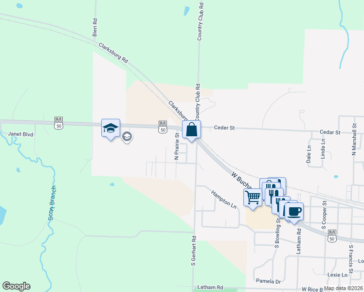 map of restaurants, bars, coffee shops, grocery stores, and more near Jennifer Street in California