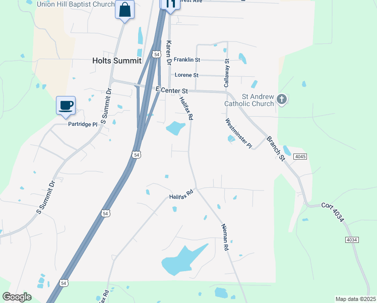 map of restaurants, bars, coffee shops, grocery stores, and more near 717 Halifax Road in Holts Summit
