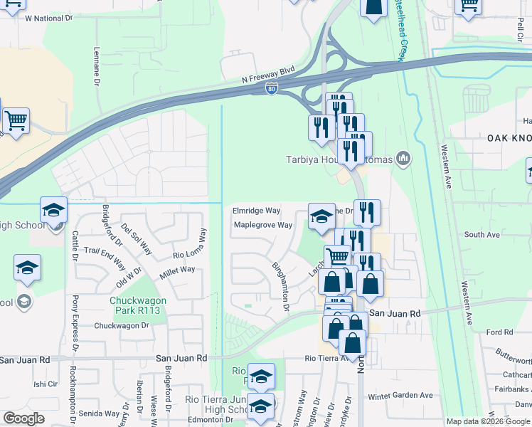 map of restaurants, bars, coffee shops, grocery stores, and more near 875 Maplegrove Way in Sacramento