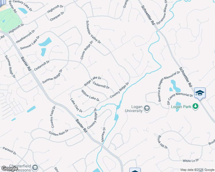 map of restaurants, bars, coffee shops, grocery stores, and more near 1990 Ridge Lake Drive in Chesterfield