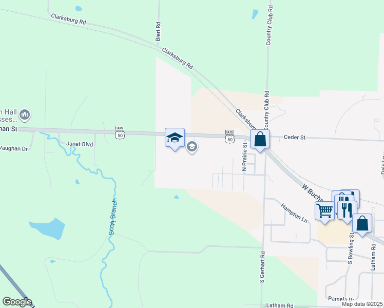map of restaurants, bars, coffee shops, grocery stores, and more near 1501 West Buchanan Street in California
