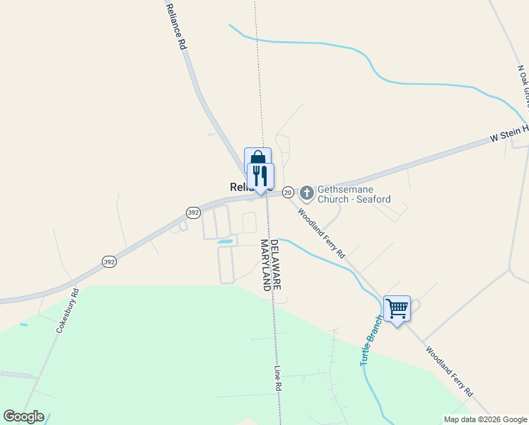 map of restaurants, bars, coffee shops, grocery stores, and more near 6364 Galestown Reliance Road in Seaford