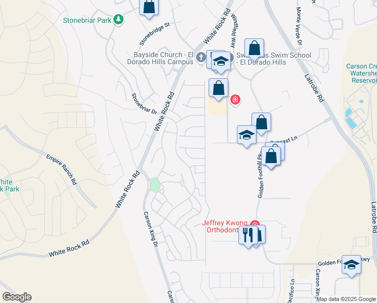 map of restaurants, bars, coffee shops, grocery stores, and more near 1026 Autumn Sky Way in El Dorado Hills