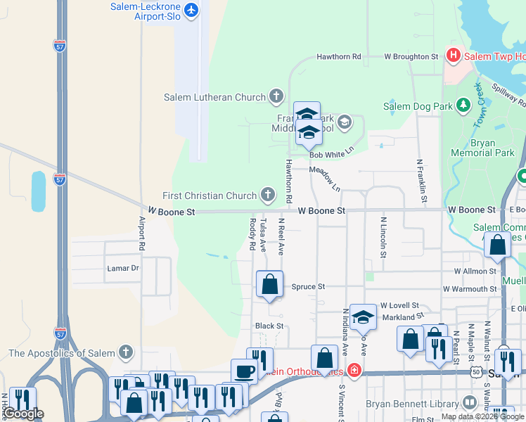 map of restaurants, bars, coffee shops, grocery stores, and more near 925 Tulsa Avenue in Salem