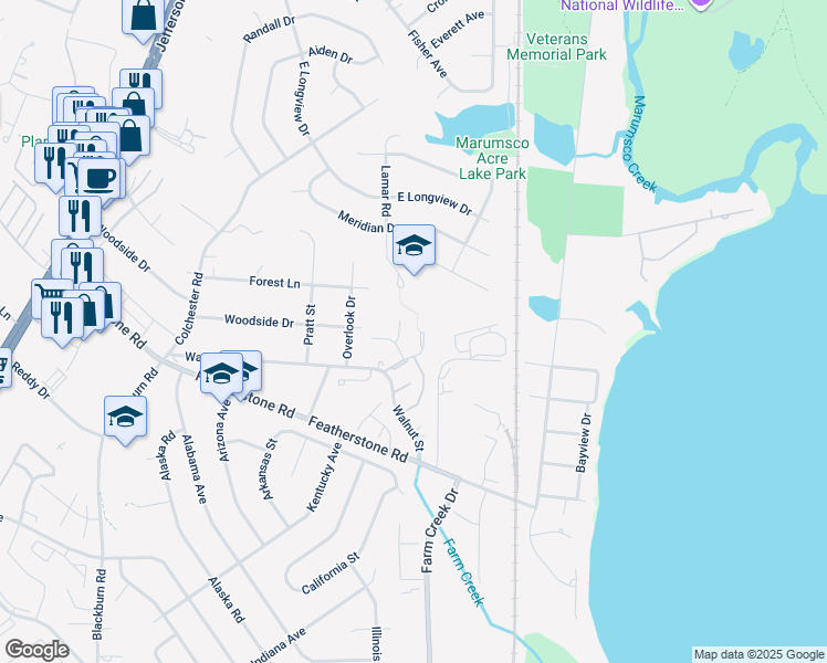 map of restaurants, bars, coffee shops, grocery stores, and more near 14648 Balsam Street in Woodbridge