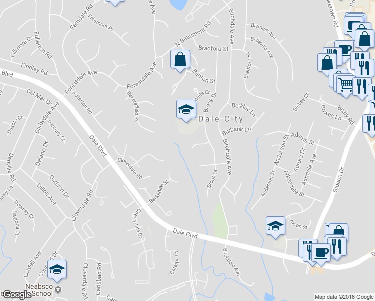 map of restaurants, bars, coffee shops, grocery stores, and more near 3400 Bristol Court in Woodbridge