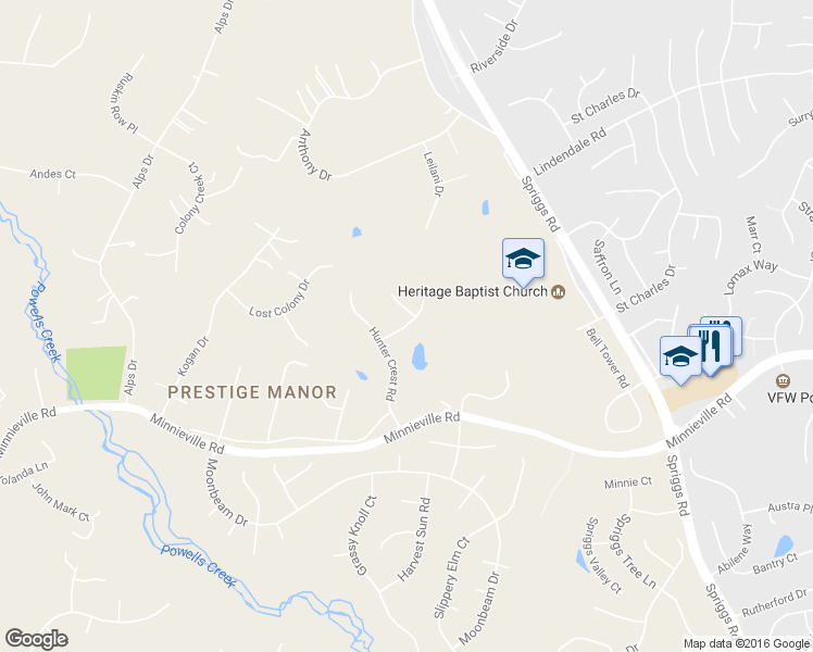 map of restaurants, bars, coffee shops, grocery stores, and more near Bridle Creek Road in Woodbridge