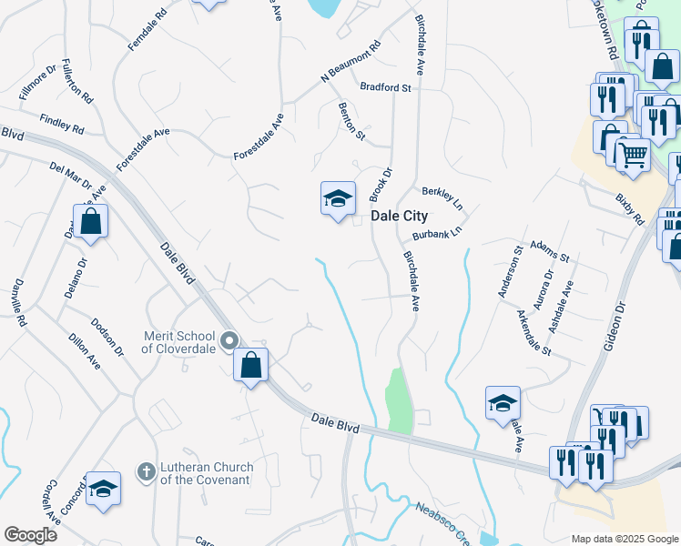 map of restaurants, bars, coffee shops, grocery stores, and more near 3400 Bristol Court in Woodbridge