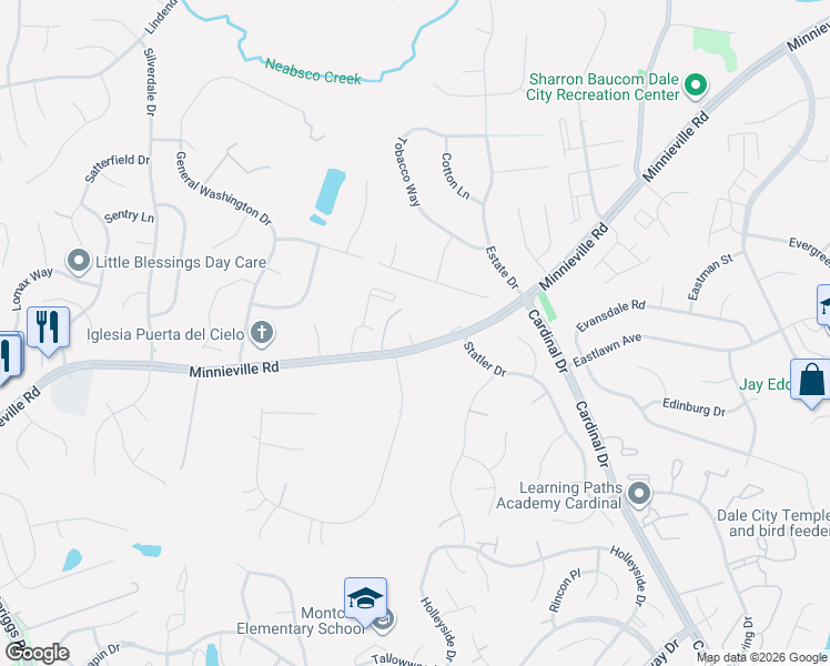 map of restaurants, bars, coffee shops, grocery stores, and more near 14438 Minnieville Road in Woodbridge
