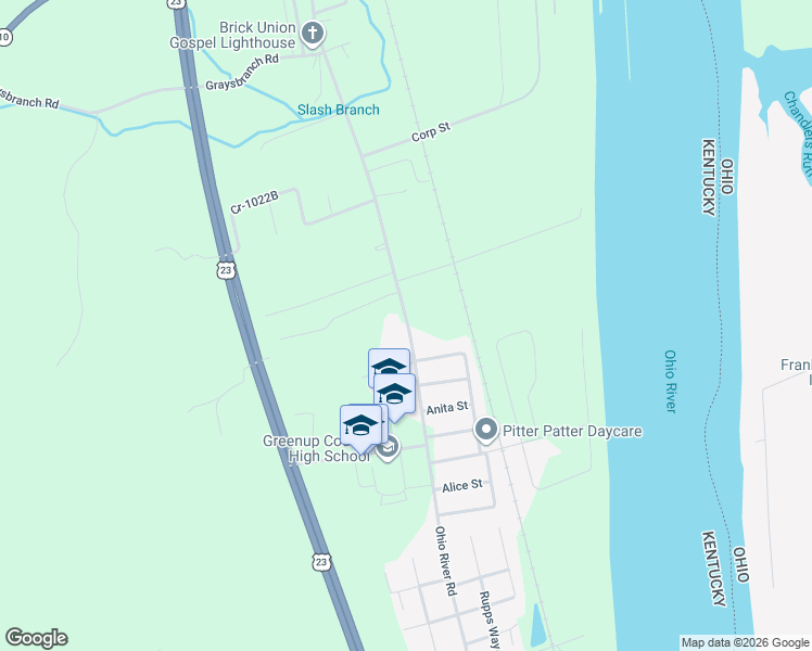 map of restaurants, bars, coffee shops, grocery stores, and more near 3746-3772 Ohio River Rd in Greenup