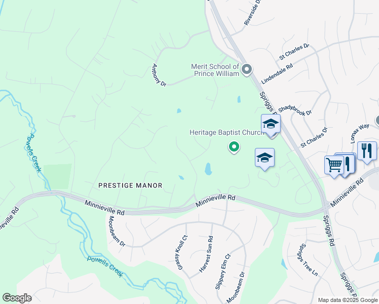 map of restaurants, bars, coffee shops, grocery stores, and more near 5926 Hunter Crest Road in Woodbridge