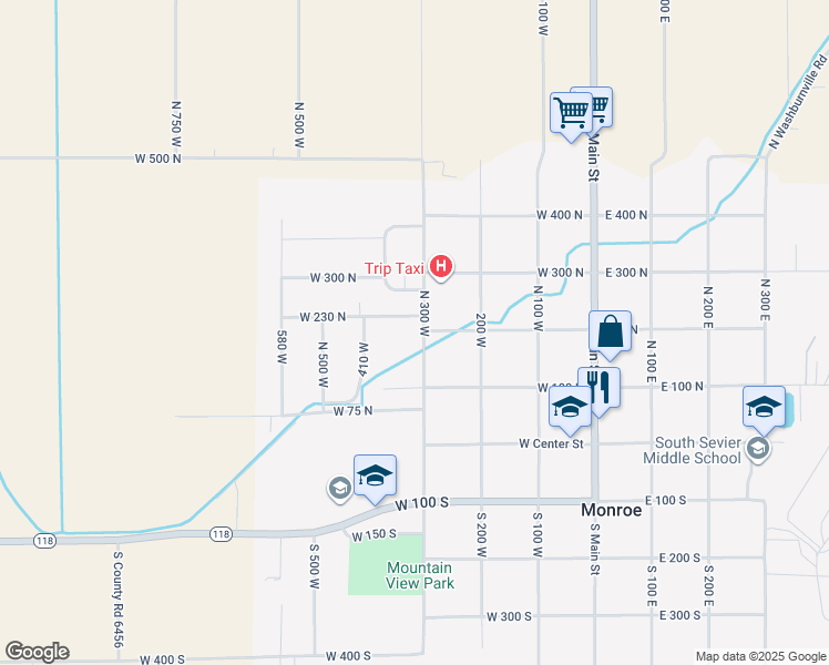 map of restaurants, bars, coffee shops, grocery stores, and more near 199 North 300 West in Monroe